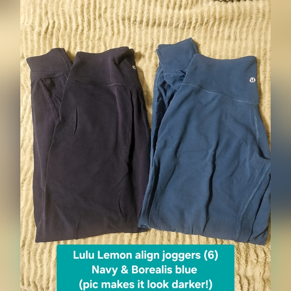 SOLD Lulu Align Jogger High Rise Navy + Borealis Blue Sz 6 28" Inseam